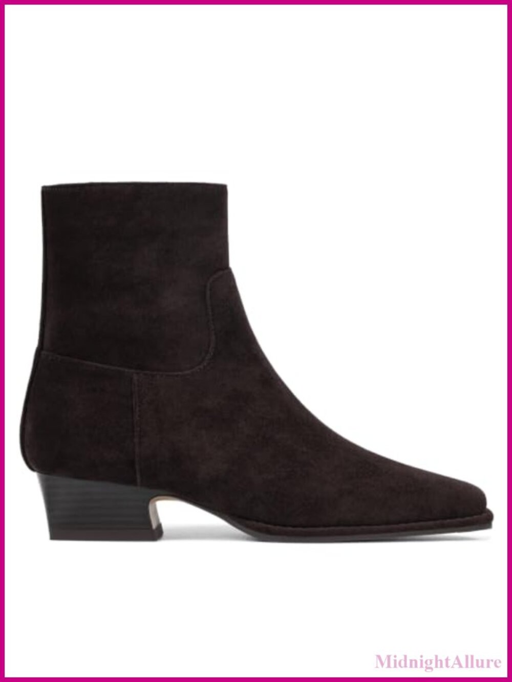Women's Square Toe Ankle Boots Chunky Heel Zipper Suede PU Booties
